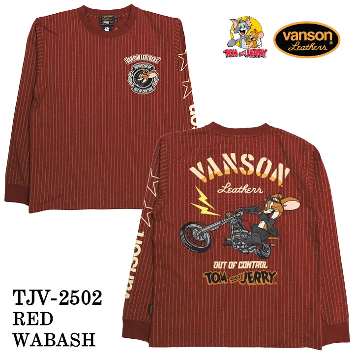 VANSON×TOM&JERRY バンソン トムジェリ コラボ ロンTEE 天竺 長袖Tシャツ tjv-2502