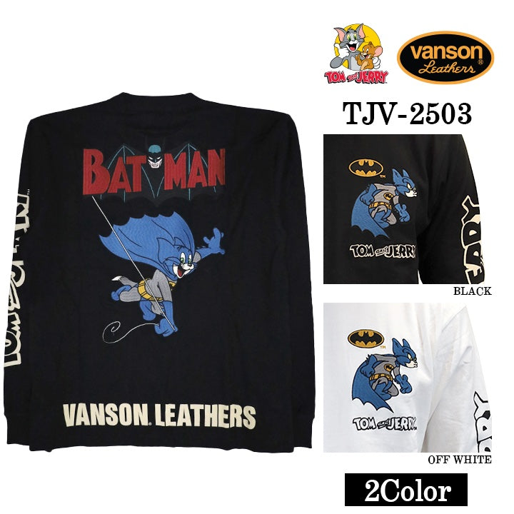 VANSON×TOM&JERRY Warner BROS.ワーナー100周年記念 バンソン トムとジェリー スーパーマン コラボ ロンTEE 天竺 長袖Tシャツ tjv-2503