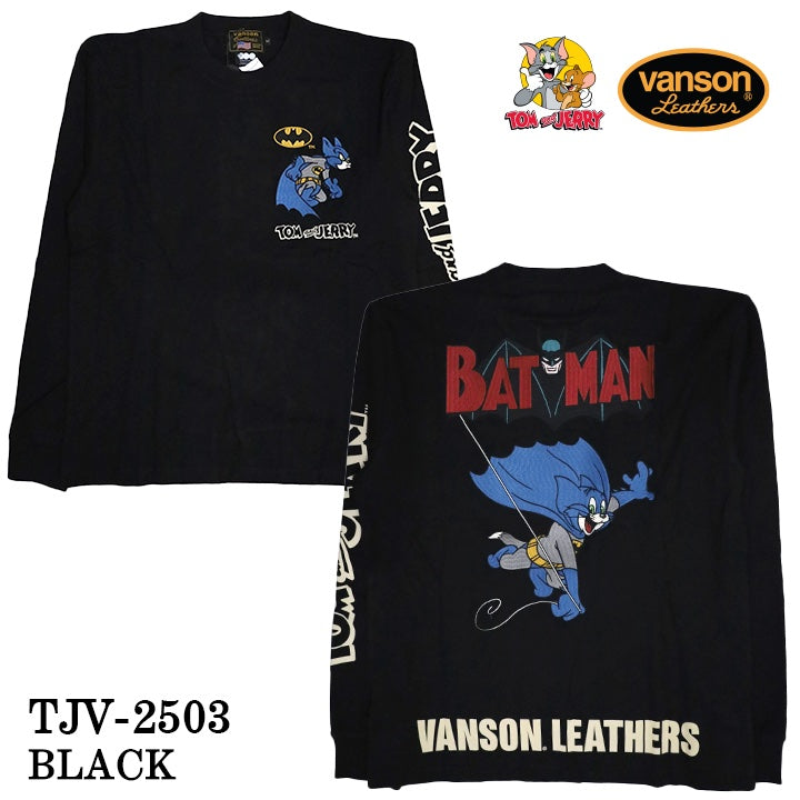 VANSON×TOM&JERRY Warner BROS.ワーナー100周年記念 バンソン トムとジェリー スーパーマン コラボ ロンTEE 天竺 長袖Tシャツ tjv-2503