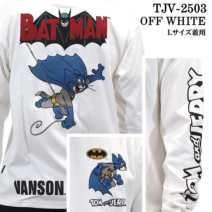 VANSON×TOM&JERRY Warner BROS.ワーナー100周年記念 バンソン トムとジェリー スーパーマン コラボ ロンTEE 天竺 長袖Tシャツ tjv-2503