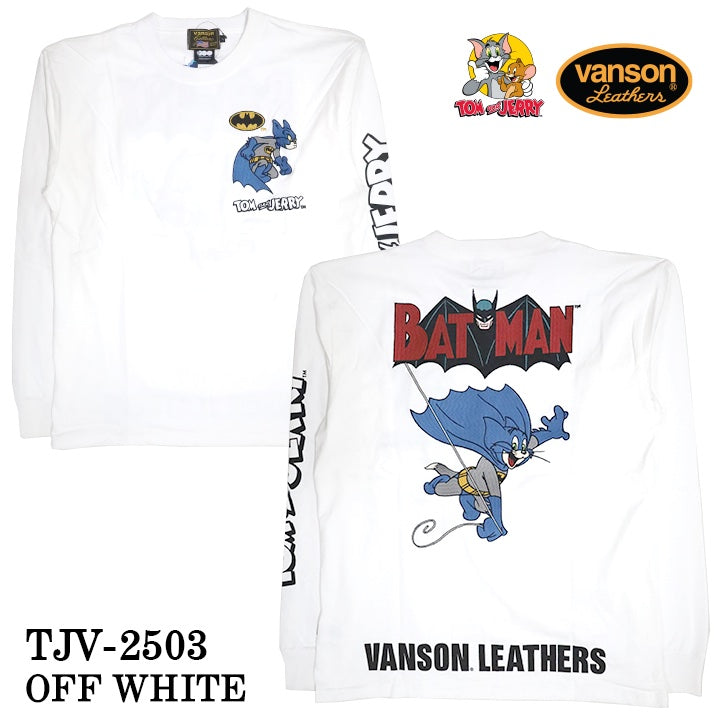 VANSON×TOM&JERRY Warner BROS.ワーナー100周年記念 バンソン トムとジェリー スーパーマン コラボ ロンTEE 天竺 長袖Tシャツ tjv-2503