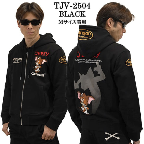 VANSON×TOM&JERRY Warner BROS.ワーナー100周年記念 バンソン トムとジェリー グレムリン コラボ 裏毛 F/Zパーカー tjv-2504