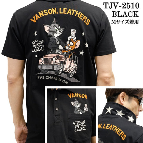 vanson×TOM＆JERRY 天竺半袖ポロシャツ vanson TJV-2411