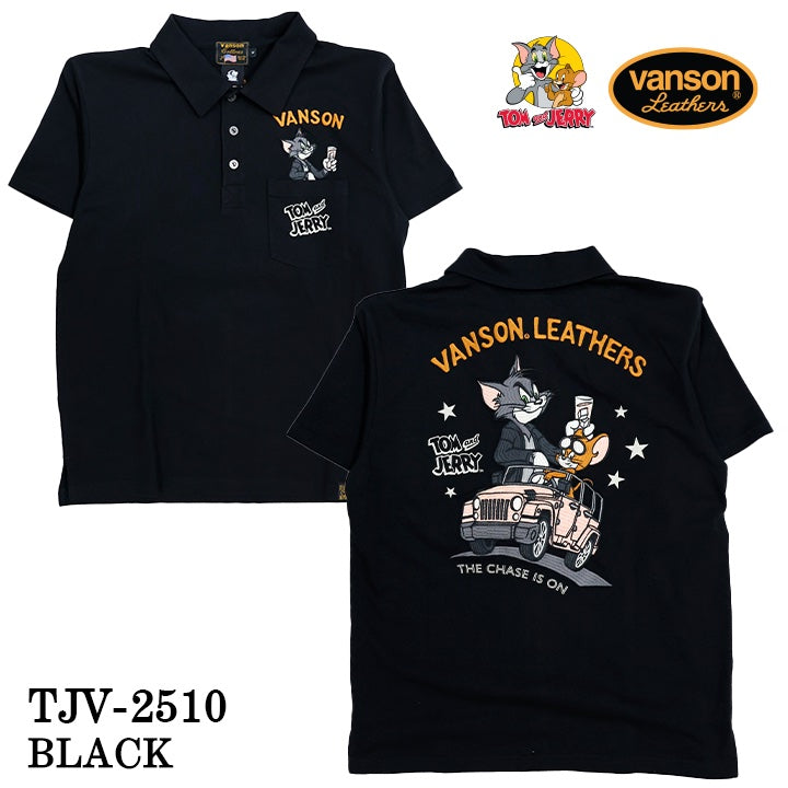VANSON×TOM&JERRY バンソン トム＆ジェリー 天竺 半袖 ポロシャツ tjv-2510