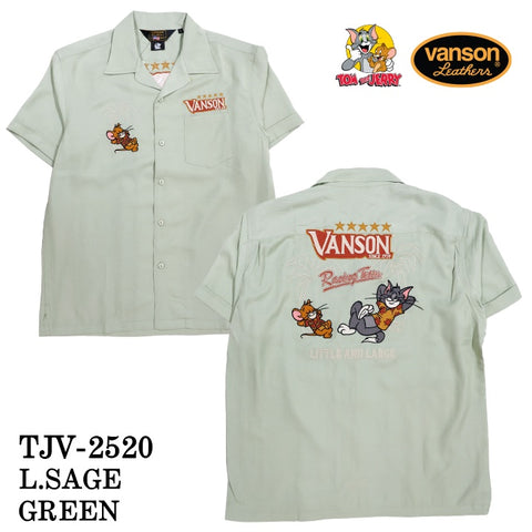 VANSON×TOM&JERRY TEE バンソン トム＆ジェリー レーヨン 半袖シャツ tjv-2520