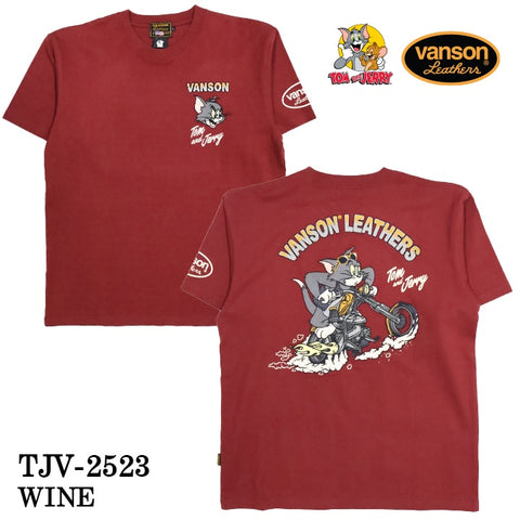VANSON×TOM&JERRY TEE バンソン トム＆ジェリー 天竺 半袖Tシャツ tjv-2523