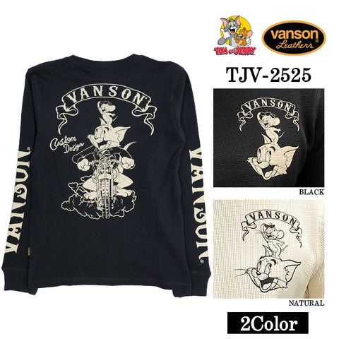 VANSON×TOM&JERRY TEE L/S T-SHIRT THERMAL バンソン トムジェリ コラボ ロンTEE サーマル 長袖Tシャツ tjv-2525