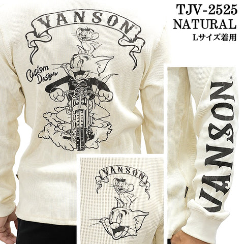 VANSON×TOM&JERRY TEE L/S T-SHIRT THERMAL バンソン トムジェリ コラボ ロンTEE サーマル 長袖Tシャツ tjv-2525