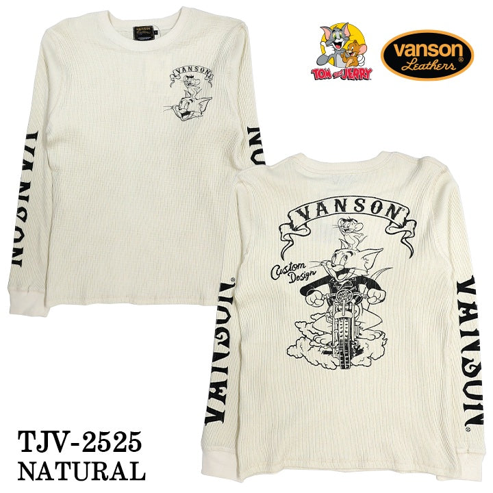 VANSON×TOM&JERRY TEE L/S T-SHIRT THERMAL バンソン トムジェリ コラボ ロンTEE サーマル 長袖Tシャツ tjv-2525