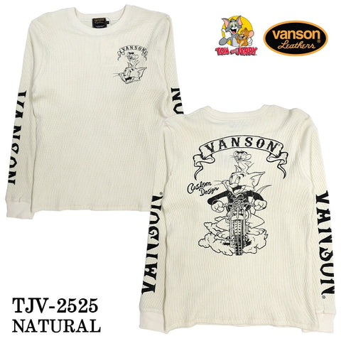 VANSON×TOM&JERRY TEE L/S T-SHIRT THERMAL バンソン トムジェリ コラボ ロンTEE サーマル 長袖Tシャツ tjv-2525