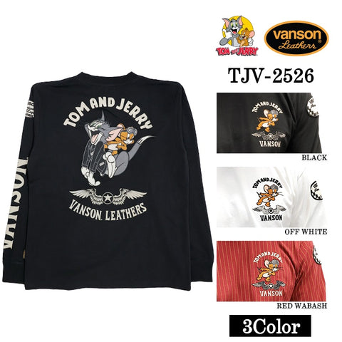 VANSON×TOM&JERRY TEE L/S T-SHIRT バンソン トムジェリ コラボ ロンTEE 天竺 長袖Tシャツ tjv-2526
