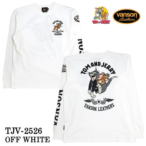 VANSON×TOM&JERRY TEE L/S T-SHIRT バンソン トムジェリ コラボ ロンTEE 天竺 長袖Tシャツ tjv-2526
