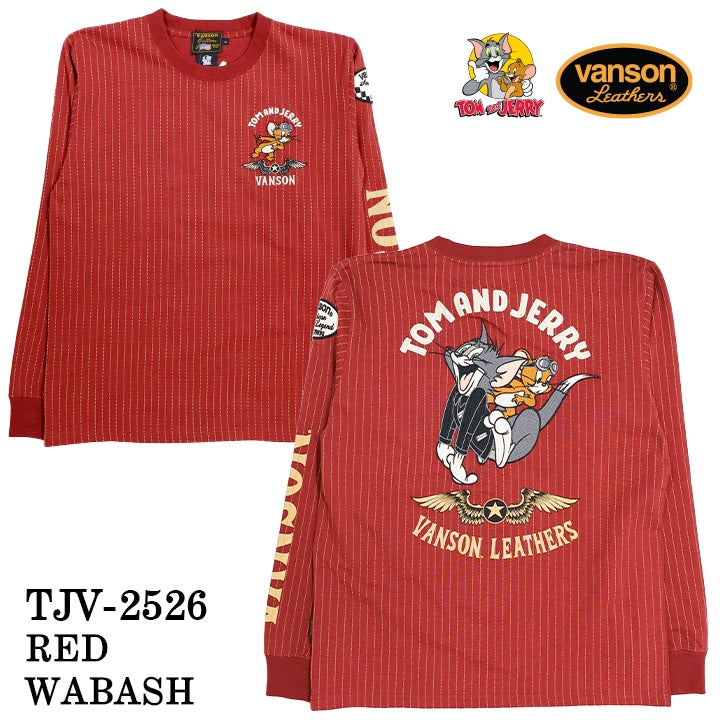 VANSON×TOM&JERRY TEE L/S T-SHIRT バンソン トムジェリ コラボ ロンTEE 天竺 長袖Tシャツ tjv-2526