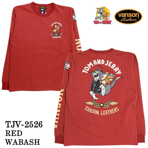VANSON×TOM&JERRY TEE L/S T-SHIRT バンソン トムジェリ コラボ ロンTEE 天竺 長袖Tシャツ tjv-2526