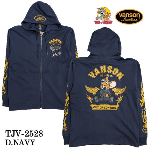 VANSON×TOM&JERRY PARKA HOODIE バンソン トムとジェリー コラボ 天竺 F/Zパーカー tjv-2528
