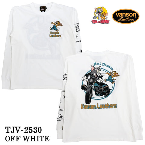 VANSON TOM&JERRY TEE L/S T-SHIRT バンソン トムとジェリー コラボ 天竺 ロンTEE 長袖Tシャツ tjv-2530