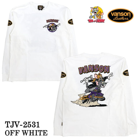 VANSON TOM&JERRY TEE L/S T-SHIRT バンソン トムとジェリー コラボ 天竺 ロンTEE 長袖Tシャツ tjv-2531