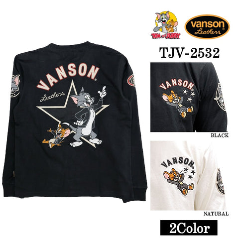 VANSON TOM&JERRY TEE L/S T-SHIRT バンソン トムとジェリー コラボ 天竺 ロンTEE 長袖Tシャツ tjv-2532