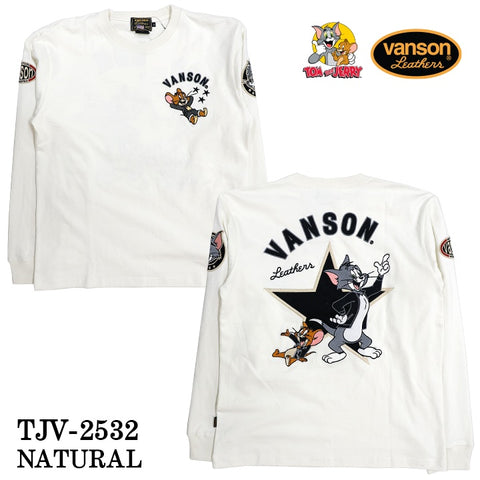 VANSON TOM&JERRY TEE L/S T-SHIRT バンソン トムとジェリー コラボ 天竺 ロンTEE 長袖Tシャツ tjv-2532