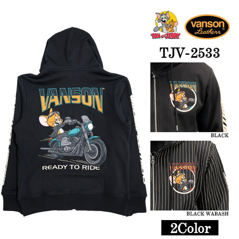 VANSON×TOM&JERRY SWEATSHIRT PARKA HOODIE バンソン トムとジェリー コラボ 裏毛 F/Zパーカー tjv-2533