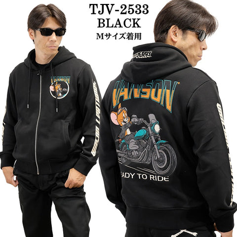 VANSON×TOM&JERRY SWEATSHIRT PARKA HOODIE バンソン トムとジェリー コラボ 裏毛 F/Zパーカー tjv-2533