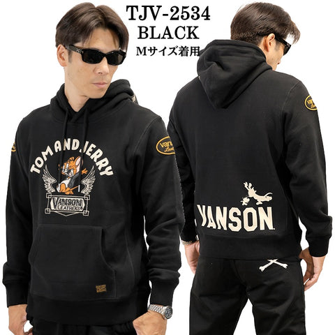 VANSON×TOM&JERRY SWEATSHIRT PULL PARKA HOODIE バンソン トムとジェリー コラボ 裏毛 プルパーカー tjv-2534
