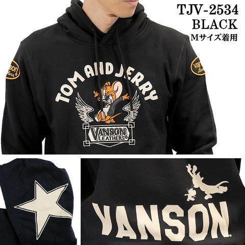 VANSON×TOM&JERRY SWEATSHIRT PULL PARKA HOODIE バンソン トムとジェリー コラボ 裏毛 プルパーカー tjv-2534