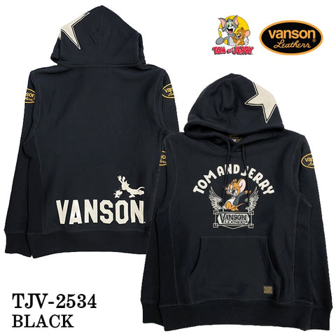 VANSON×TOM&JERRY SWEATSHIRT PULL PARKA HOODIE バンソン トムとジェリー コラボ 裏毛 プルパーカー tjv-2534