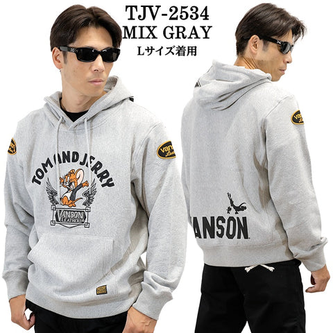 VANSON×TOM&JERRY SWEATSHIRT PULL PARKA HOODIE バンソン トムとジェリー コラボ 裏毛 プルパーカー tjv-2534