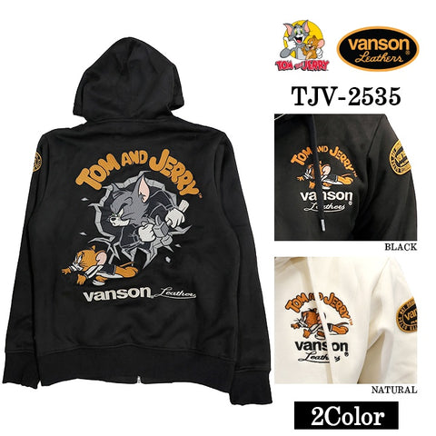 VANSON×TOM&JERRY BONDING F/Z PARKA HOODIE バンソン トムとジェリー コラボ 裏ファー 起毛 ボンディング パーカー tjv-2535