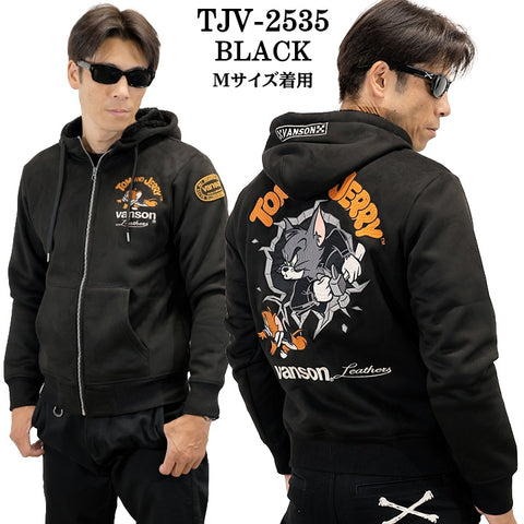 VANSON×TOM&JERRY BONDING F/Z PARKA HOODIE バンソン トムとジェリー コラボ 裏ファー 起毛 ボンディング パーカー tjv-2535