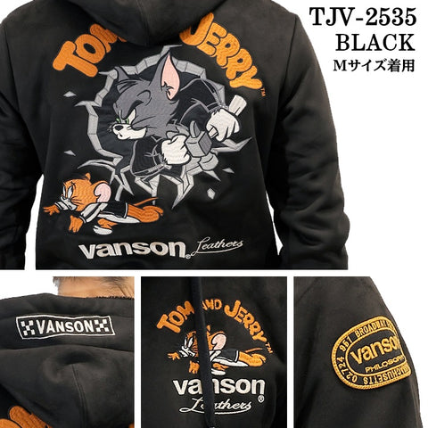 VANSON×TOM&JERRY BONDING F/Z PARKA HOODIE バンソン トムとジェリー コラボ 裏ファー 起毛 ボンディング パーカー tjv-2535