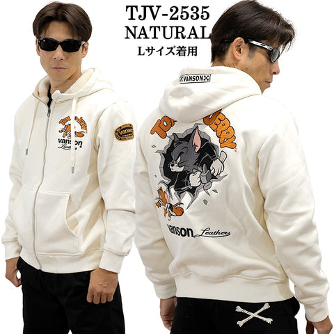 VANSON×TOM&JERRY BONDING F/Z PARKA HOODIE バンソン トムとジェリー コラボ 裏ファー 起毛 ボンディング パーカー tjv-2535