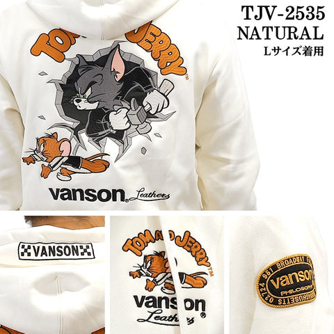 VANSON×TOM&JERRY BONDING F/Z PARKA HOODIE バンソン トムとジェリー コラボ 裏ファー 起毛 ボンディング パーカー tjv-2535