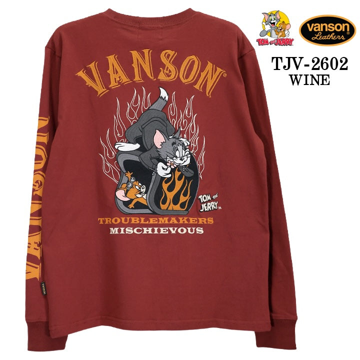 VANSON TOM&JERRY TEE L/S T-SHIRT バンソン トムとジェリー コラボ 天竺 長袖 Tシャツ tjv-2602