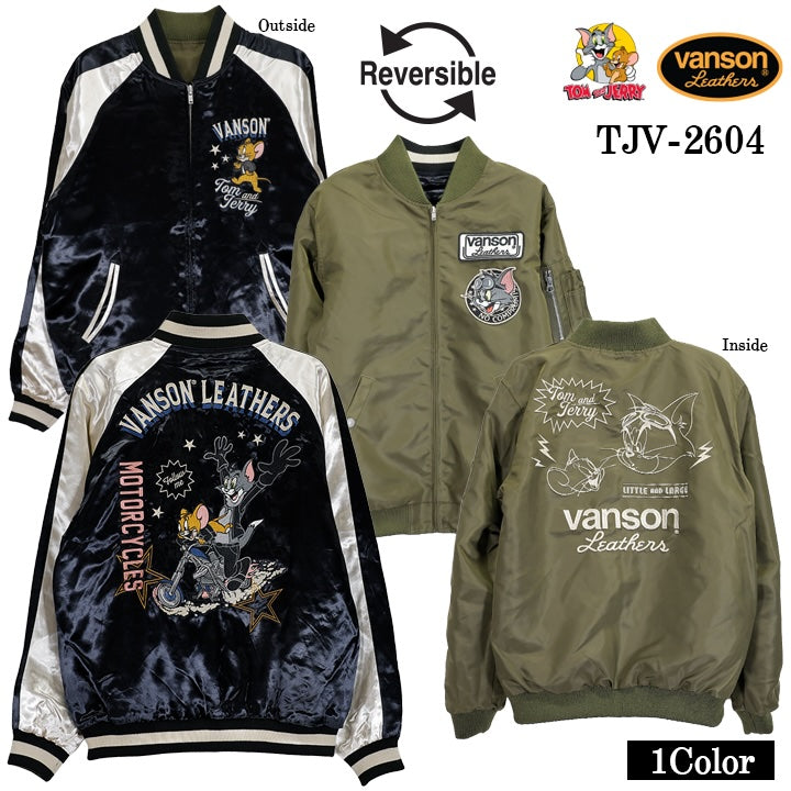 VANSON×TOM&JERRY REVERSIBLE SOUVENIR JACKET SKA バンソン トムとジェリー コラボ リバーシブル スカジャン tjv-2604