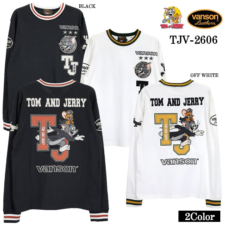 VANSON TOM&JERRY TEE L/S T-SHIRT バンソン トムとジェリー コラボ 天竺 ロンT 長袖 Tシャツ tjv-2606