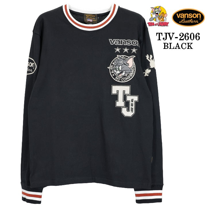 VANSON TOM&JERRY TEE L/S T-SHIRT バンソン トムとジェリー コラボ 天竺 ロンT 長袖 Tシャツ tjv-2606