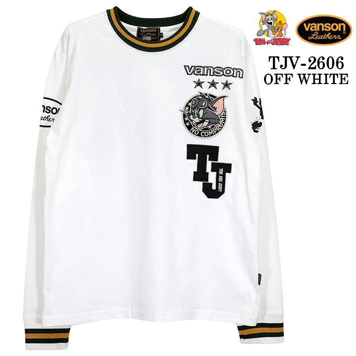 VANSON TOM&JERRY TEE L/S T-SHIRT バンソン トムとジェリー コラボ 天竺 ロンT 長袖 Tシャツ tjv-2606