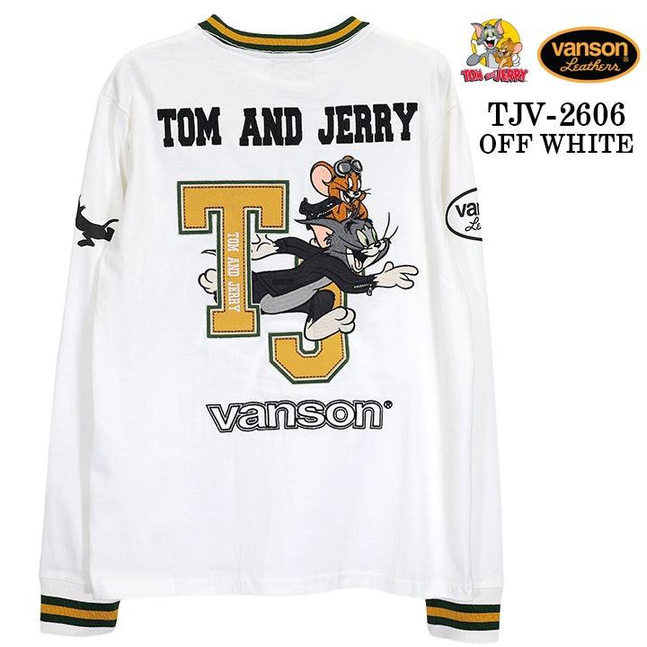 VANSON TOM&JERRY TEE L/S T-SHIRT バンソン トムとジェリー コラボ 天竺 ロンT 長袖 Tシャツ tjv-2606