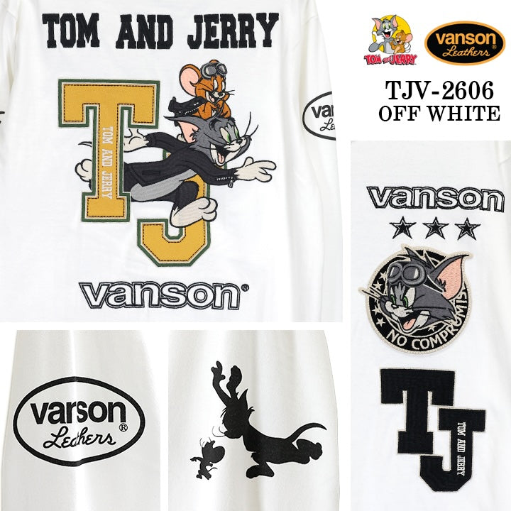 VANSON TOM&JERRY TEE L/S T-SHIRT バンソン トムとジェリー コラボ 天竺 ロンT 長袖 Tシャツ tjv-2606