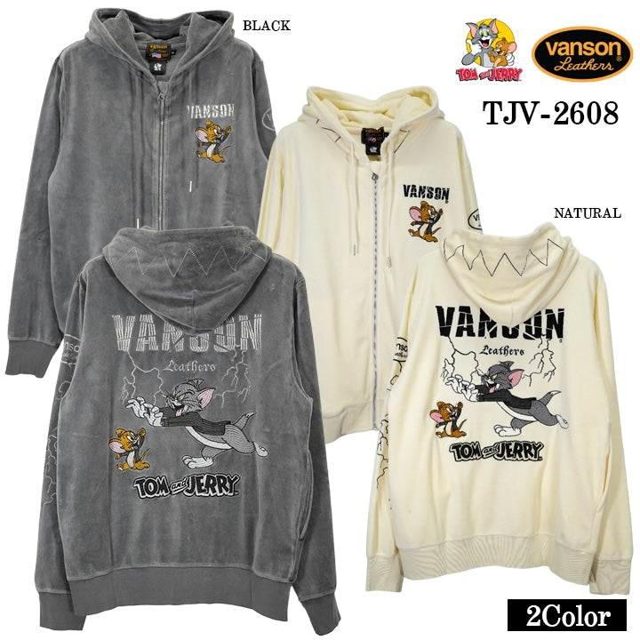 VANSON TOM&JERRY VELOUR HOODIE F/Z PARKA バンソン トムとジェリー コラボ ベロア フーディー パーカー tjv-2608