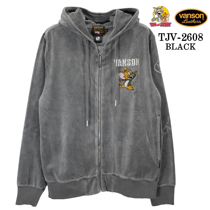 VANSON TOM&JERRY VELOUR HOODIE F/Z PARKA バンソン トムとジェリー コラボ ベロア フーディー パーカー tjv-2608
