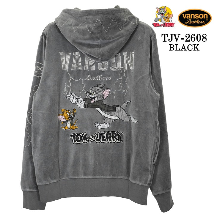 VANSON TOM&JERRY VELOUR HOODIE F/Z PARKA バンソン トムとジェリー コラボ ベロア フーディー パーカー tjv-2608