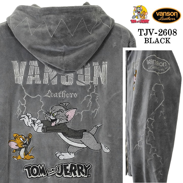 VANSON TOM&JERRY VELOUR HOODIE F/Z PARKA バンソン トムとジェリー コラボ ベロア フーディー パーカー tjv-2608