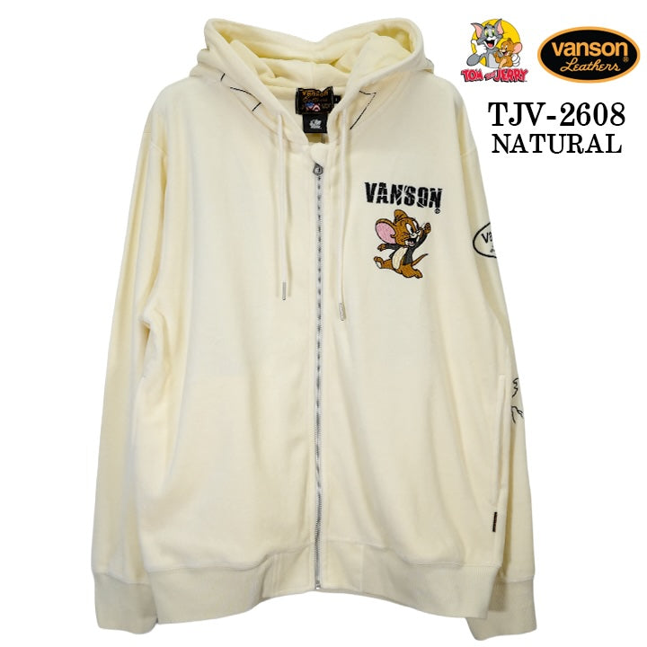 VANSON TOM&JERRY VELOUR HOODIE F/Z PARKA バンソン トムとジェリー コラボ ベロア フーディー パーカー tjv-2608