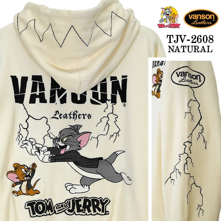 VANSON TOM&JERRY VELOUR HOODIE F/Z PARKA バンソン トムとジェリー コラボ ベロア フーディー パーカー tjv-2608