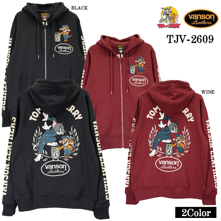 VANSON TOM&JERRY HOODIE F/Z PARKA バンソン トムとジェリー コラボ 裏毛 フーディー パーカー tjv-2609