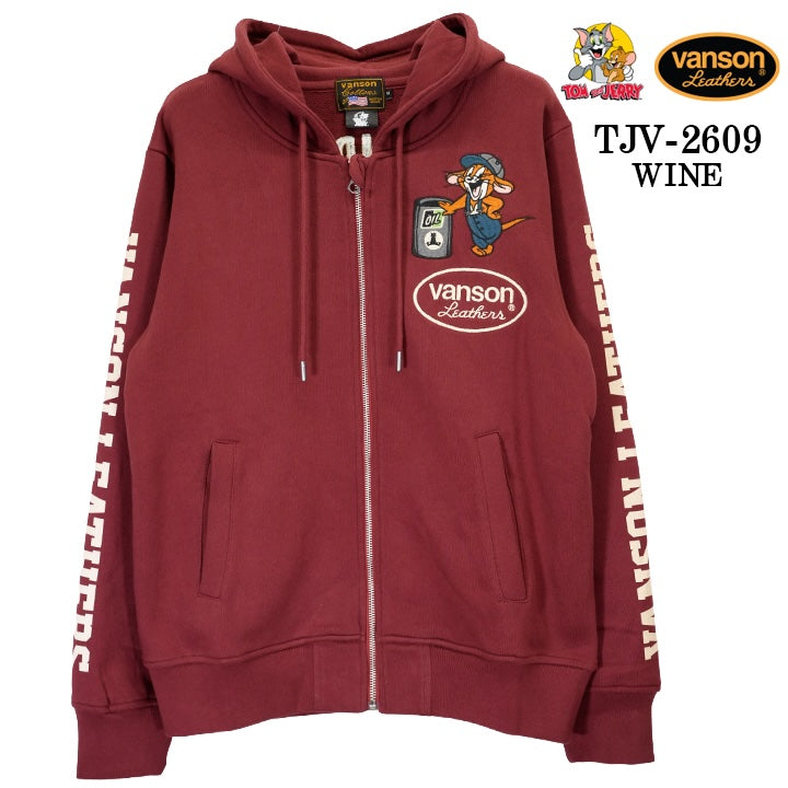 VANSON TOM&JERRY HOODIE F/Z PARKA バンソン トムとジェリー コラボ 裏毛 フーディー パーカー tjv-2609