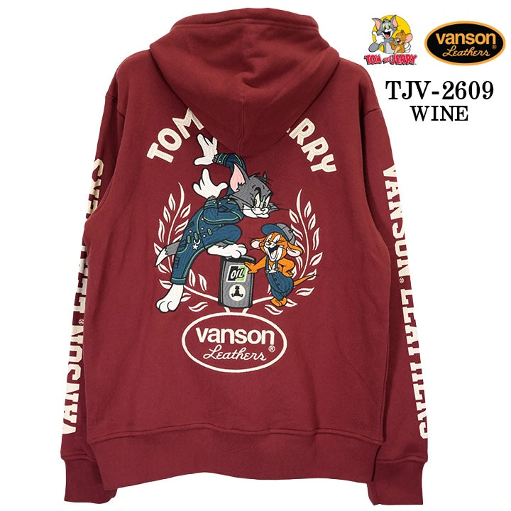 VANSON TOM&JERRY HOODIE F/Z PARKA バンソン トムとジェリー コラボ 裏毛 フーディー パーカー tjv-2609